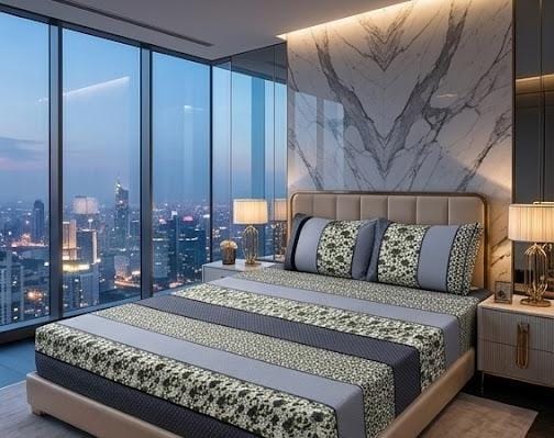 3D Crystal Cotton 3-piece Bedsheet Set AY0010032 view 3