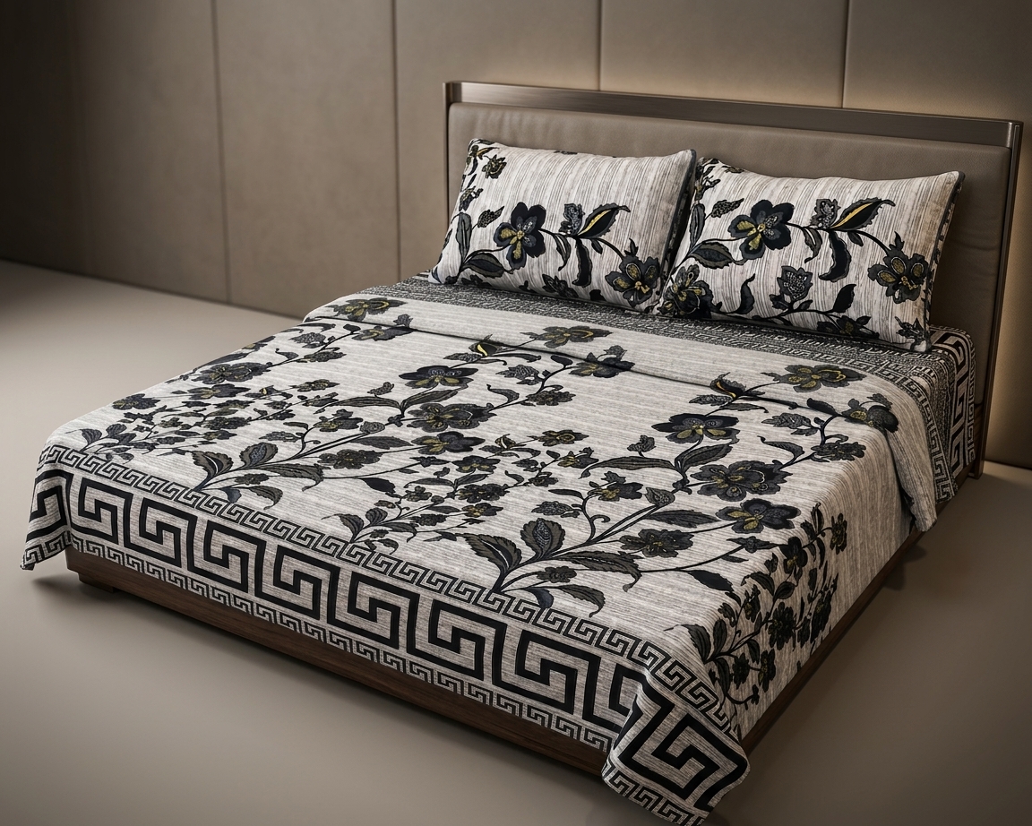 3D Crystal Cotton 3-piece Bedsheet Set AY0010039 view 2