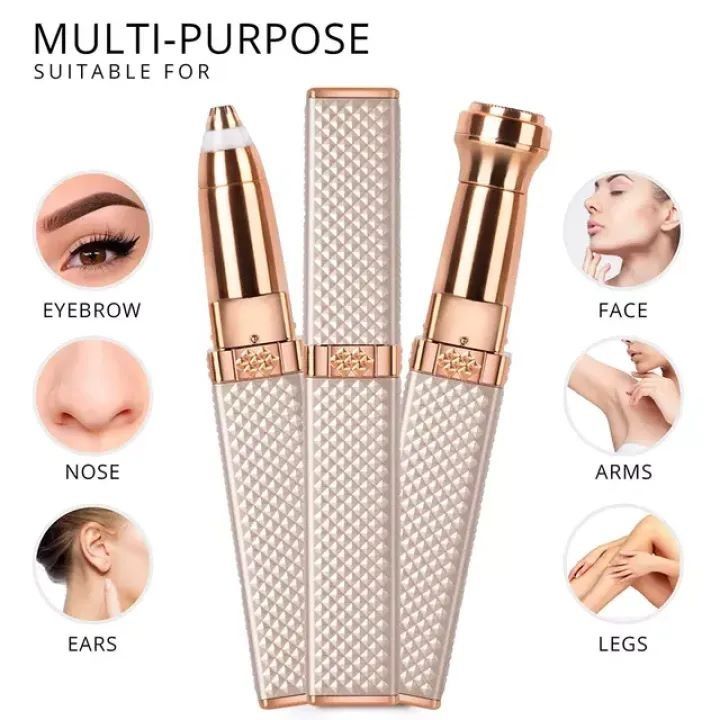 Updated Design 2-in-1 Flawless Eyebrow Trimmer | USB Rechargeable 2in1 Flawless Trimmer With Wire & Cleaning Brush | Eyebrow & Upper Lips Trimmer For Women (Rechargeable) view 5