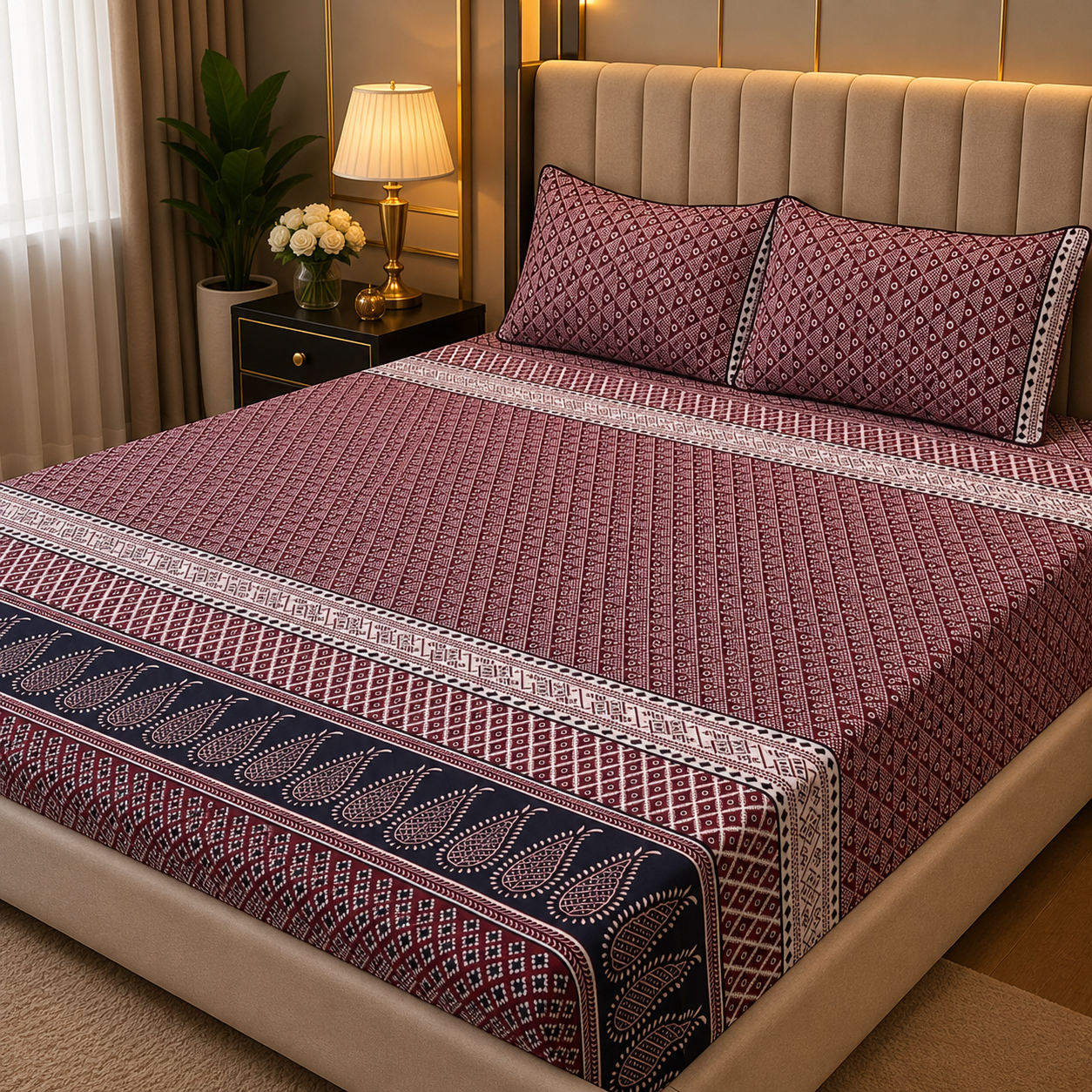 3D Crystal Cotton 3-piece Bedsheet Set AY0010047 view 3