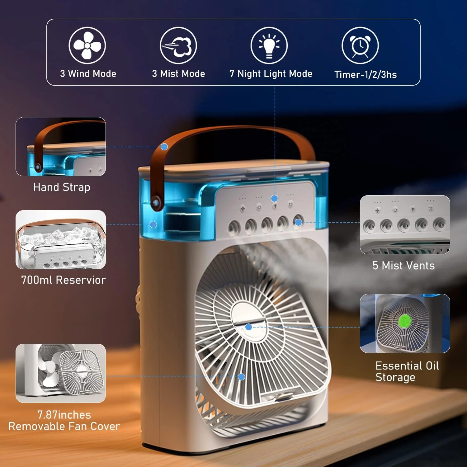 Portable Air Conditioner Fan | Mist Water spray Mini AC Cooler | For Home, kitchen, office view 2