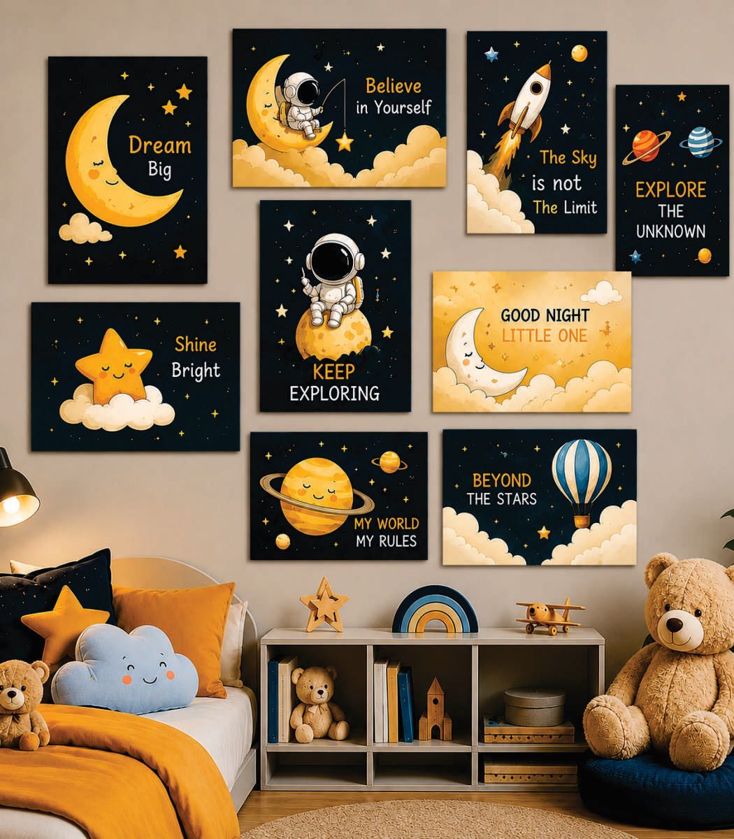 Set of 9 Premium Wall Art Photo Tiles – Modern Home Decor Sets - Size: 8x11