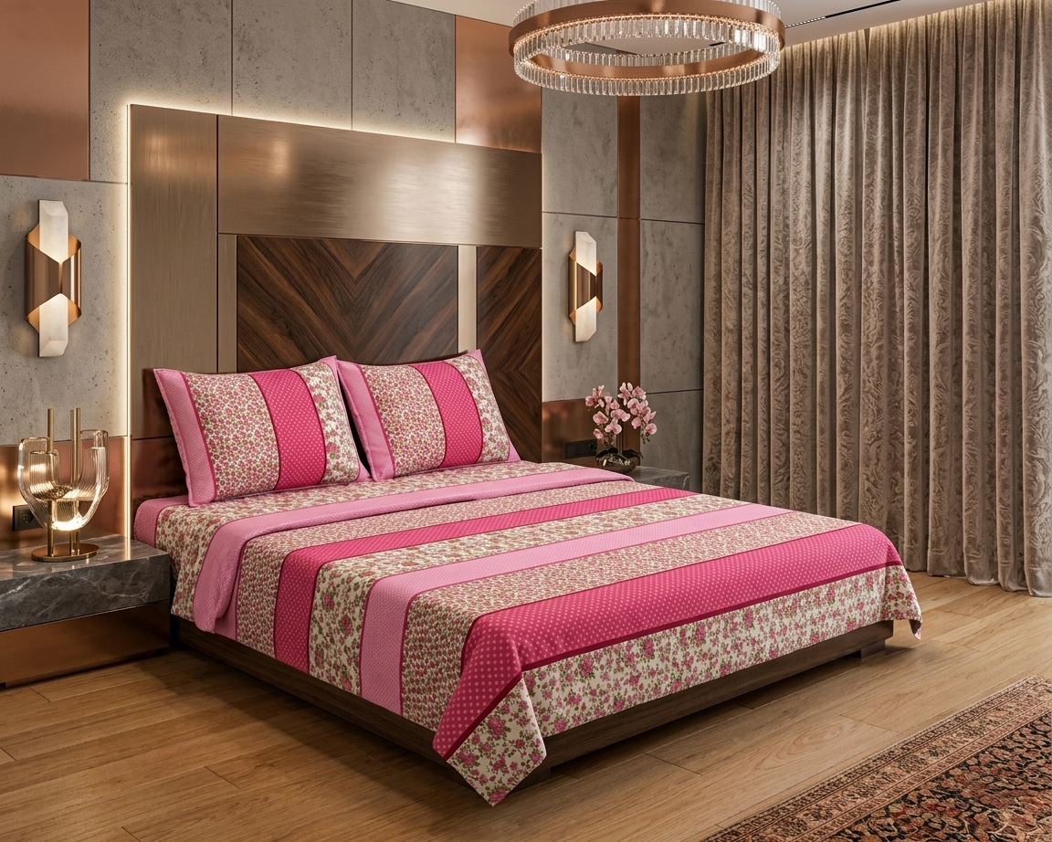 3D Crystal Cotton 3-piece Bedsheet Set AY0010038