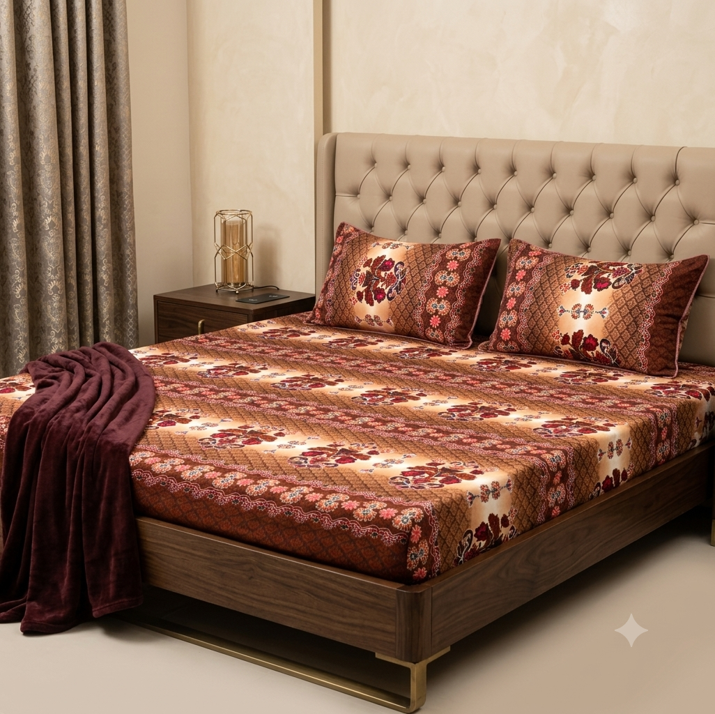 3D Crystal Cotton 3-piece Bedsheet Set AY0010065
