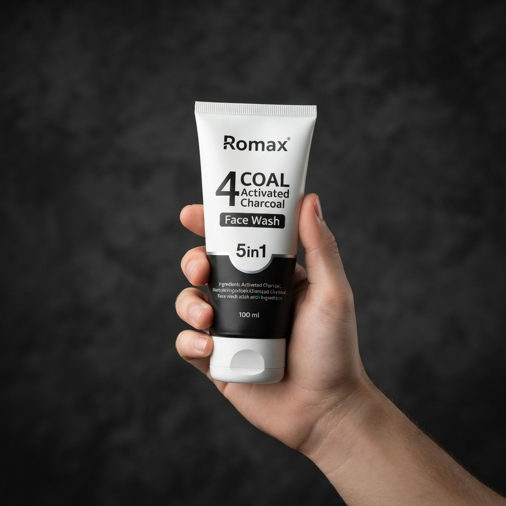 Romax Activated Charcoal 5 In 1 Face Wash 100ml Deep Cleansing Detoxifying Moisturizing Formula With Oats And Olive Oil view 2