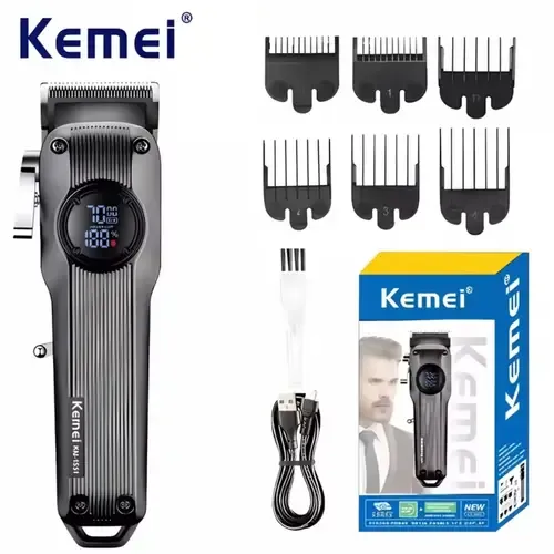 Model 1551 Professional Men Hair Clipper Stainless Steel Blades USB Rechargeable 2000mAh Battery LCD Display view 4