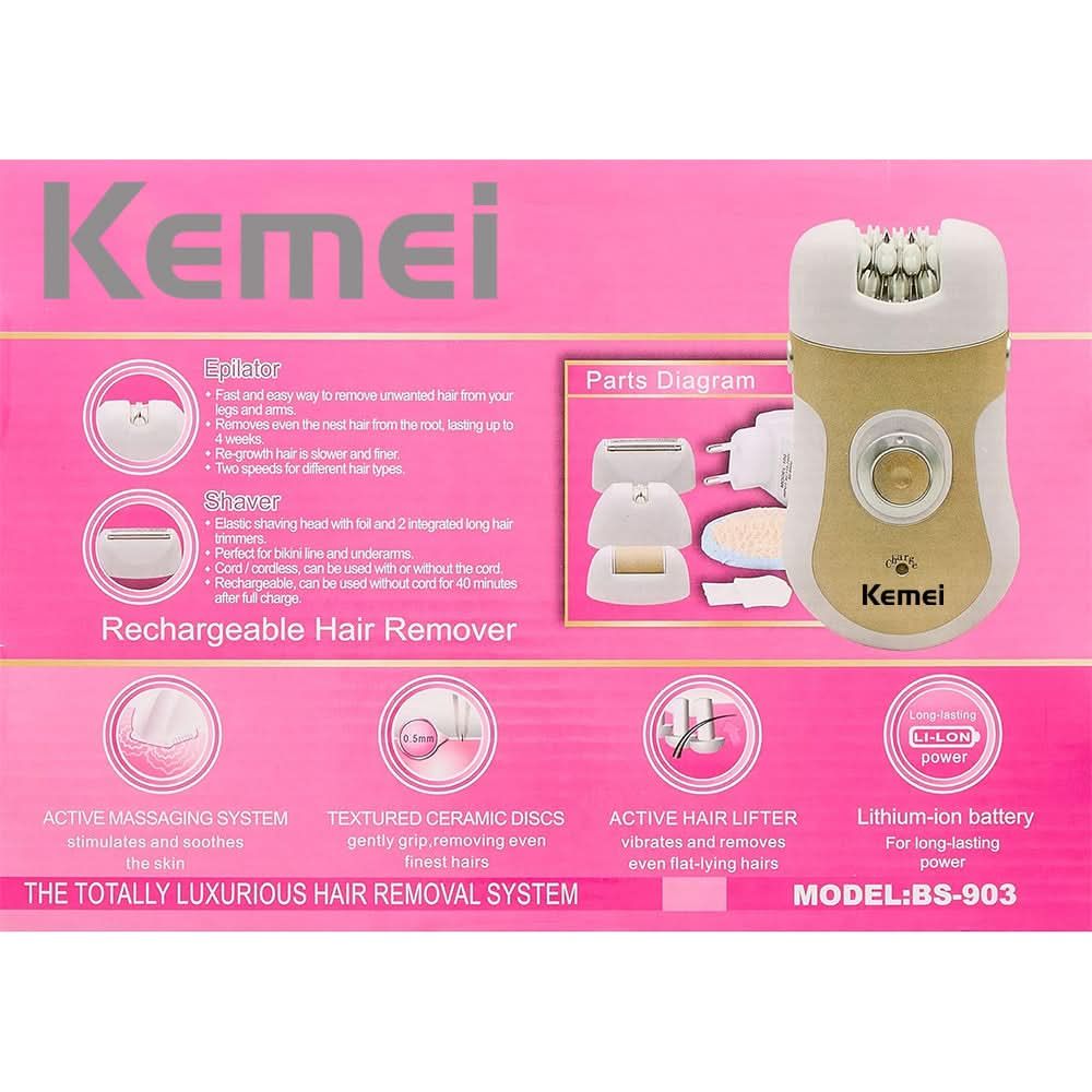 Kemei Model BS 903 4 In 1 Lady Epilator And Shaver Beauty Kit - Personal Care Accessory Designed For Hair Removal And Daily Maintenance Routine