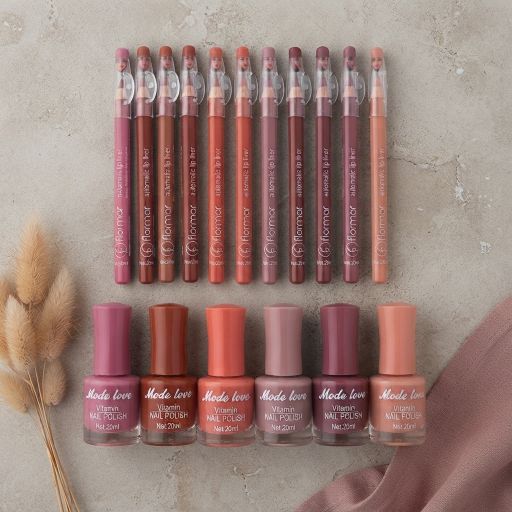 Nails Polish And Lip Pencils Combo Deal - Beauty Accessory Designed For Makeup Application And Daily Skincare Routine (12 Lip Pencils + 6 Nail Polishes) view 2