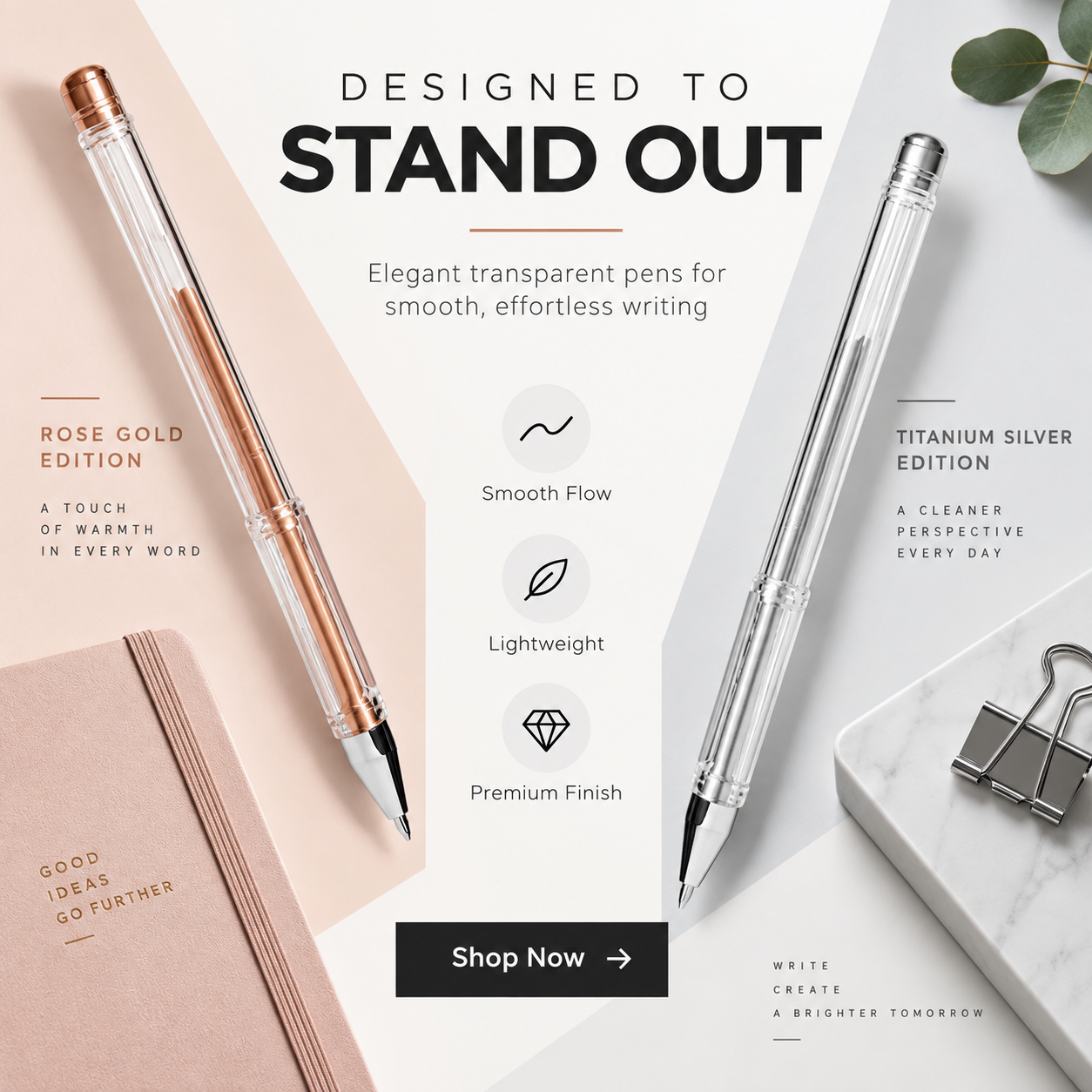Premium Crystal Gel Pen - Features a Crystal Clear body Comfort Grip And Sleek Design For Smooth Writing view 2