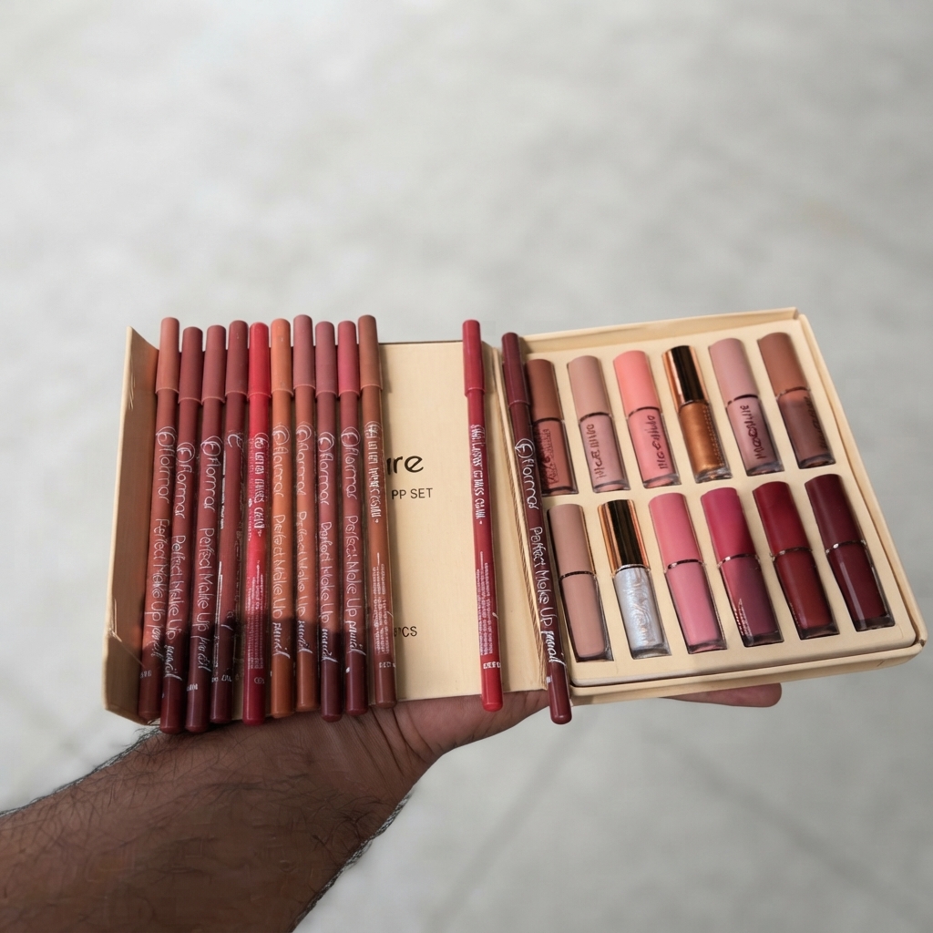 2 In 1 Lip Bundle Flormar Pencils And Mocallure Lipgloss - Beauty Accessory Designed For Lip Makeup (12 Lip Pencil & 12 Lip Gloss) view 2
