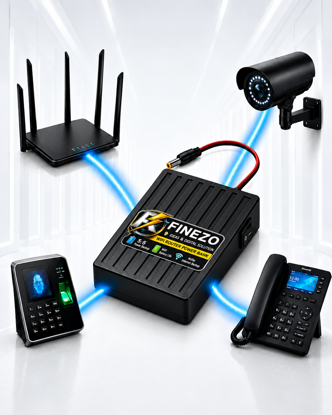 Finezo WiFi Router Power Bank 12V 6000mAh – 5-6 Hours Backup Mini UPS for WiFi Router & Modem – Portable Power Backup for Internet During Load Shedding view 4