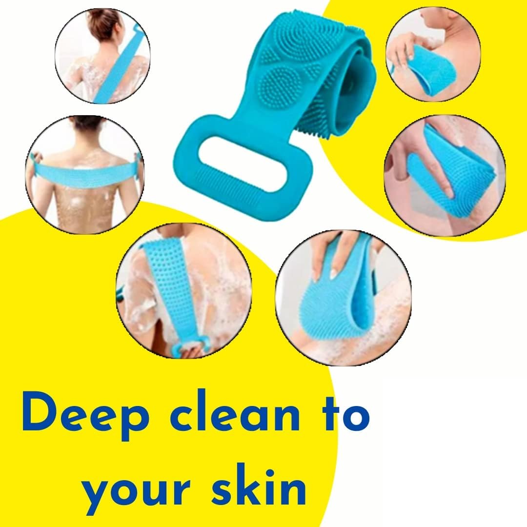Silicone Back Scrubber Bath Belts - Bath Accessory Designed For Body Exfoliation And Daily Hygiene Routine (Random Color) view 3