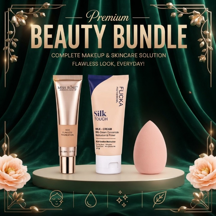 3 In 1 Makeup Trio Foundation Primer And Beauty Blender - Beauty Accessory Designed For Makeup Application And Daily Skincare Routine view 2