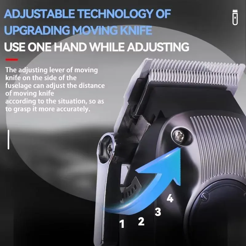 Model 1551 Professional Men Hair Clipper Stainless Steel Blades USB Rechargeable 2000mAh Battery LCD Display view 3
