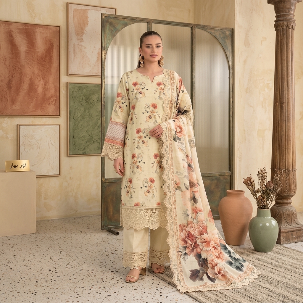 Malhaar Winter Unstitched 3-Piece Linen Suit - Volume 01 view 3