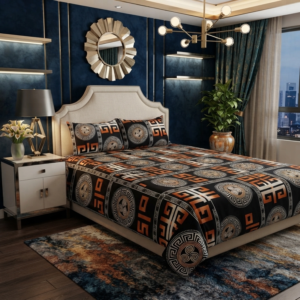 3D Crystal Cotton 3-piece Bedsheet Set - For Bedroom Comfort And Daily Interior Routine (AY0010054)