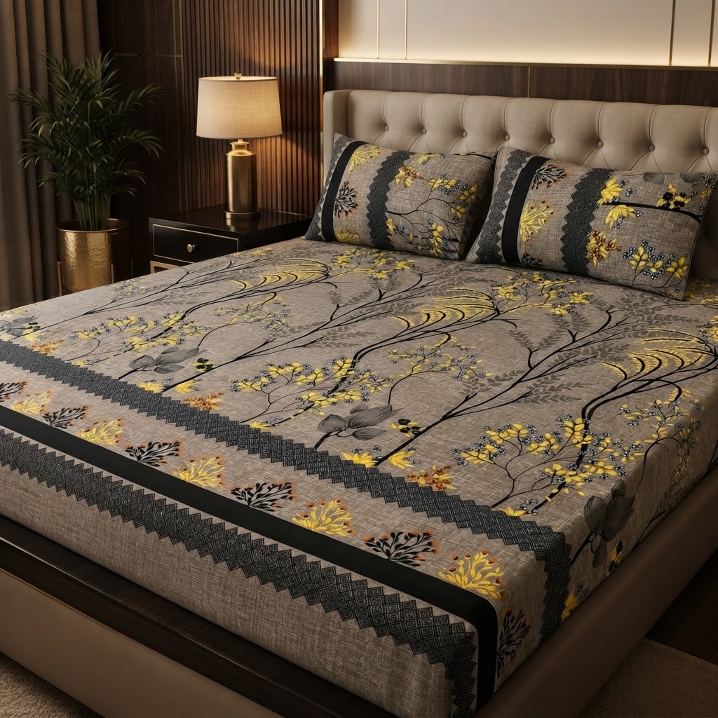 3D Crystal Cotton 3-piece Bedsheet Set view 3