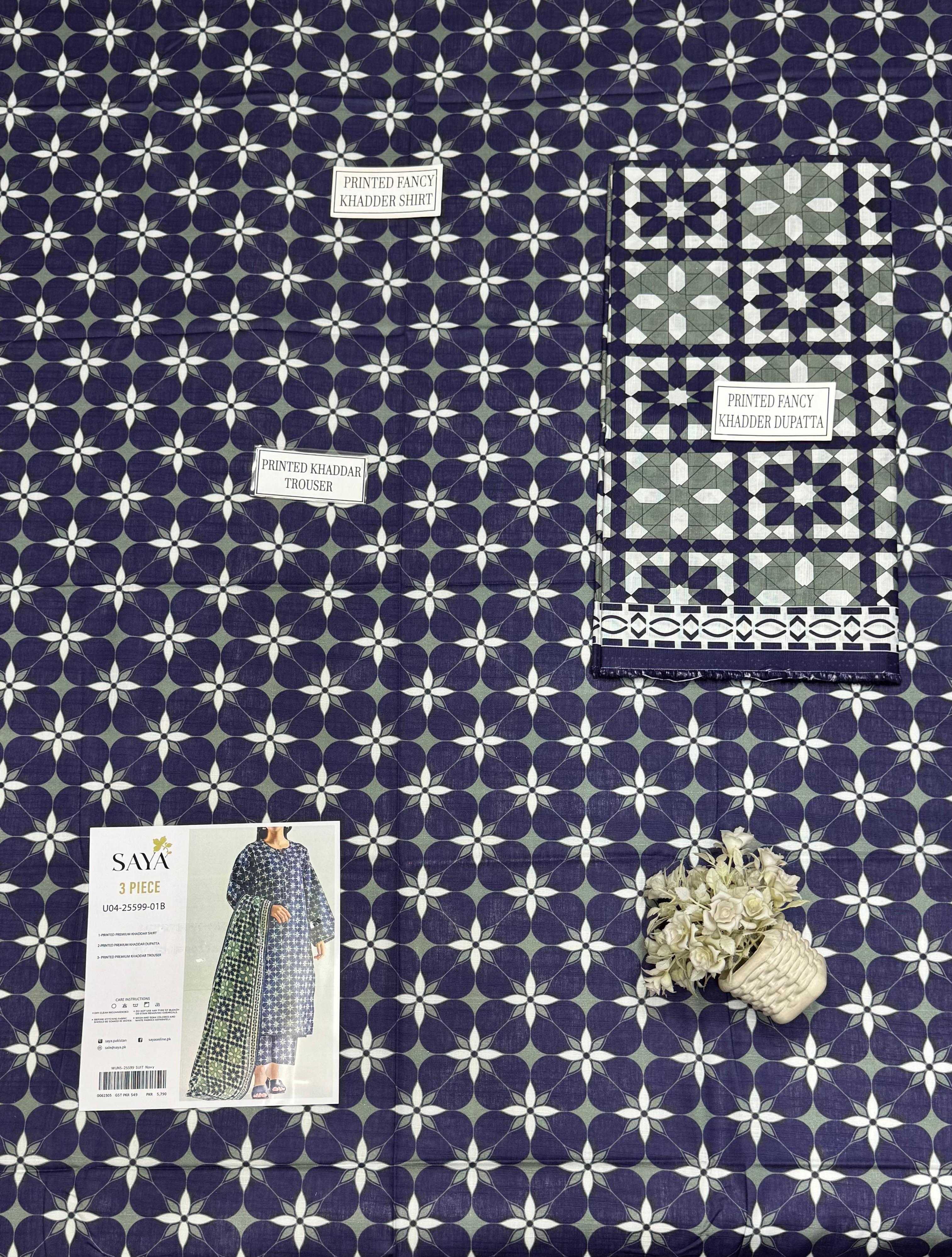 Saya Unstitched Printed Lawn 3 Piece - Clothing Accessory Designed For Wardrobe Enhancement And Daily Fashion Routine view 3