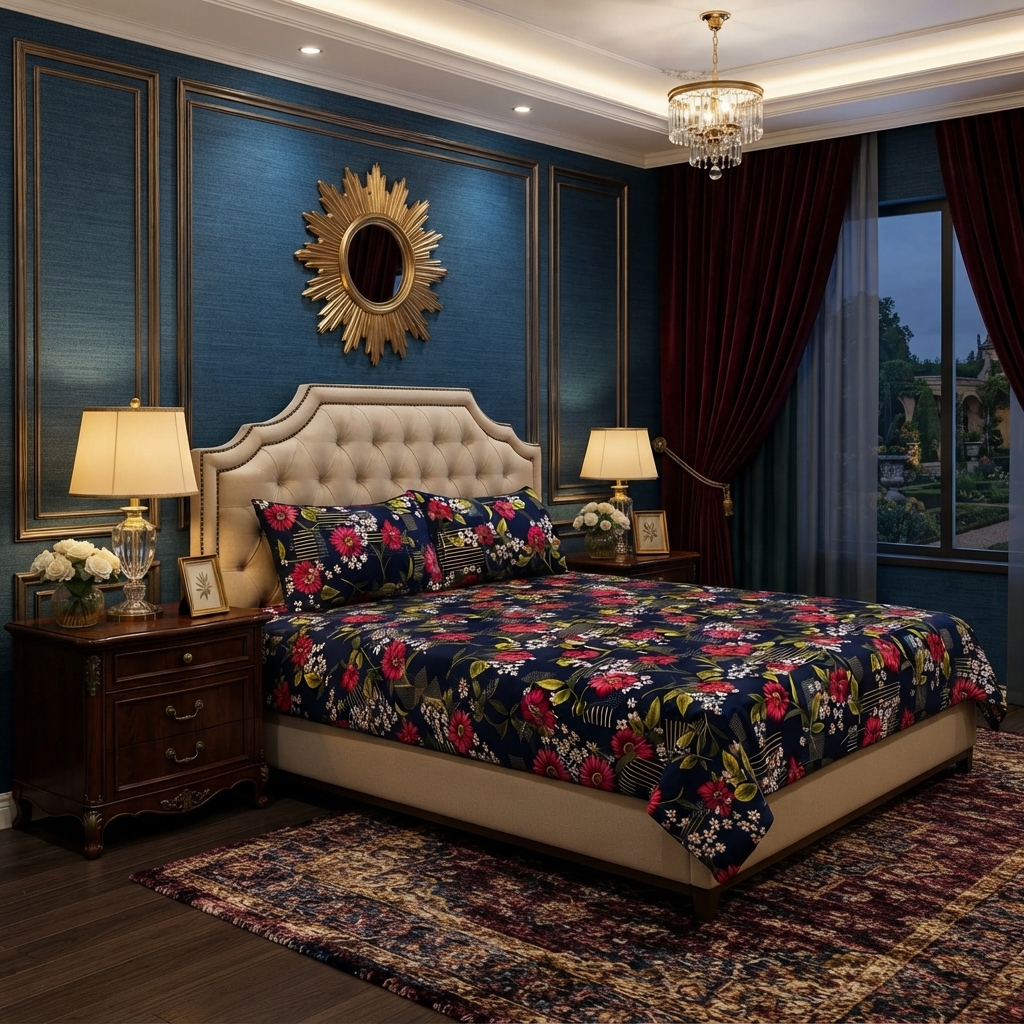 3D Crystal Cotton 3-piece Bedsheet Set - Home Accessory Designed For Bedroom (AY0010051) view 2