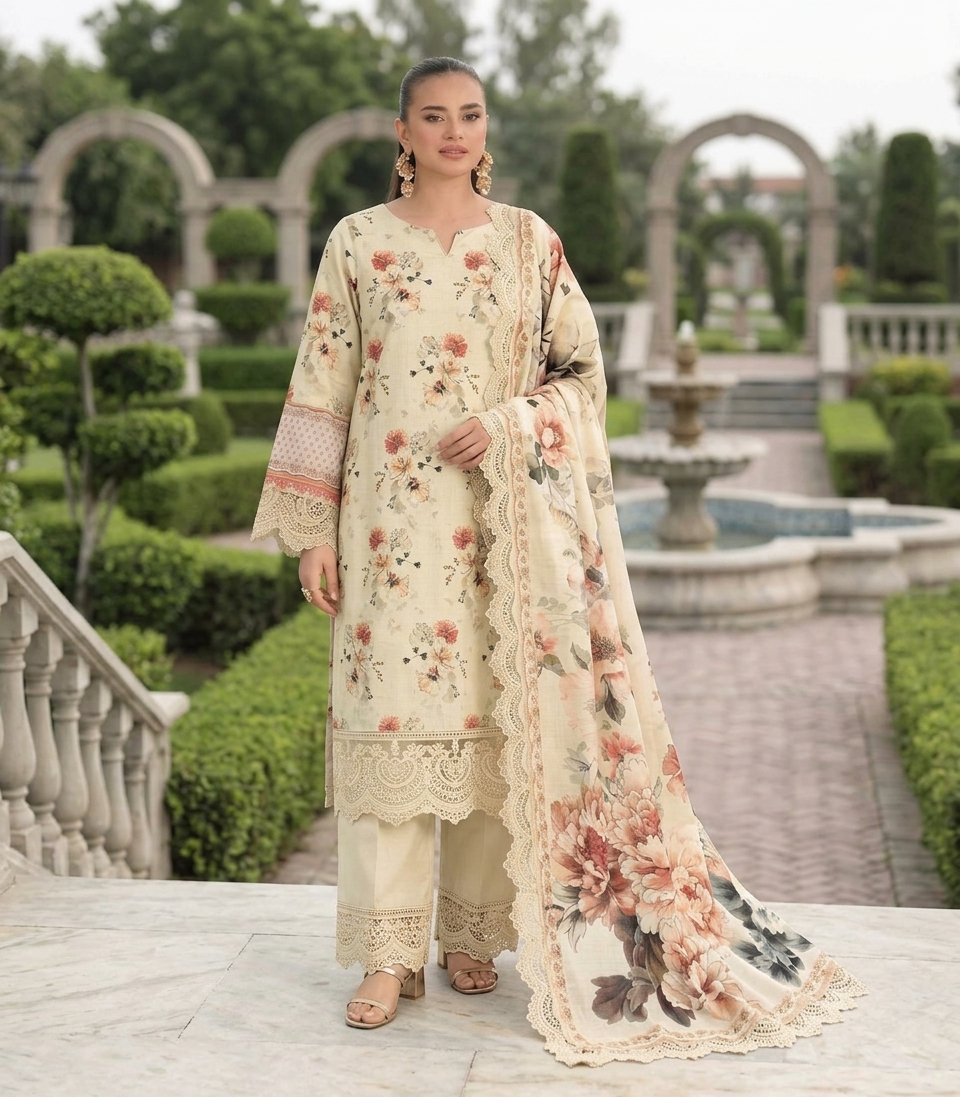 Malhaar Winter Unstitched 3-Piece Linen Suit - Volume 01