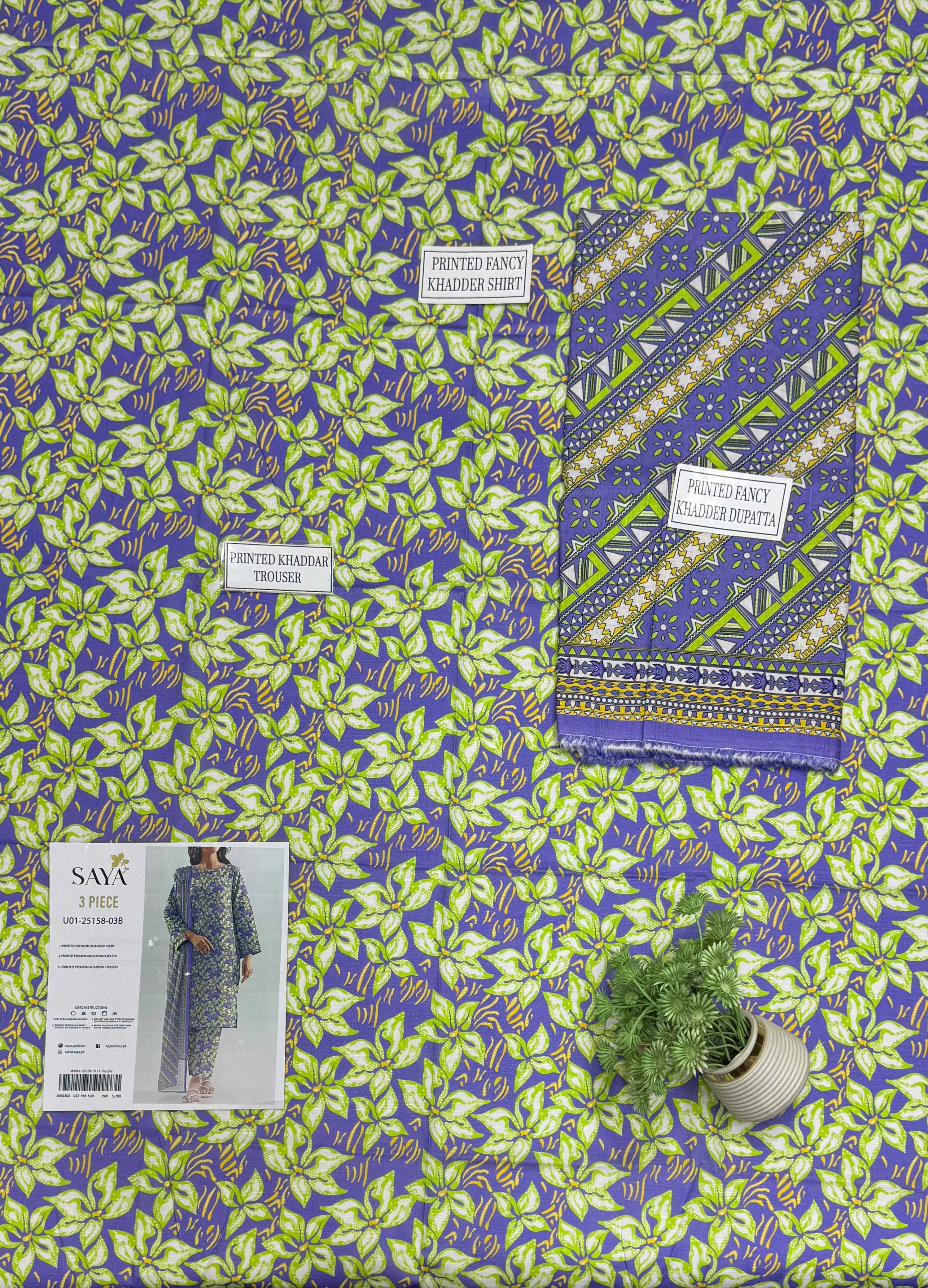 Saya Premium 3-Piece Printed Lawn Suit – Unstitched Summer Collection (saya replica) view 3