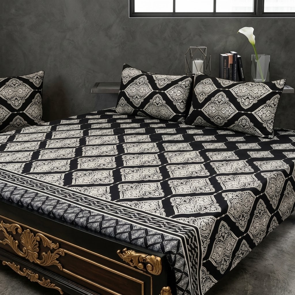 3D Crystal Cotton 3-piece Bedsheet Set AY0010060 view 3