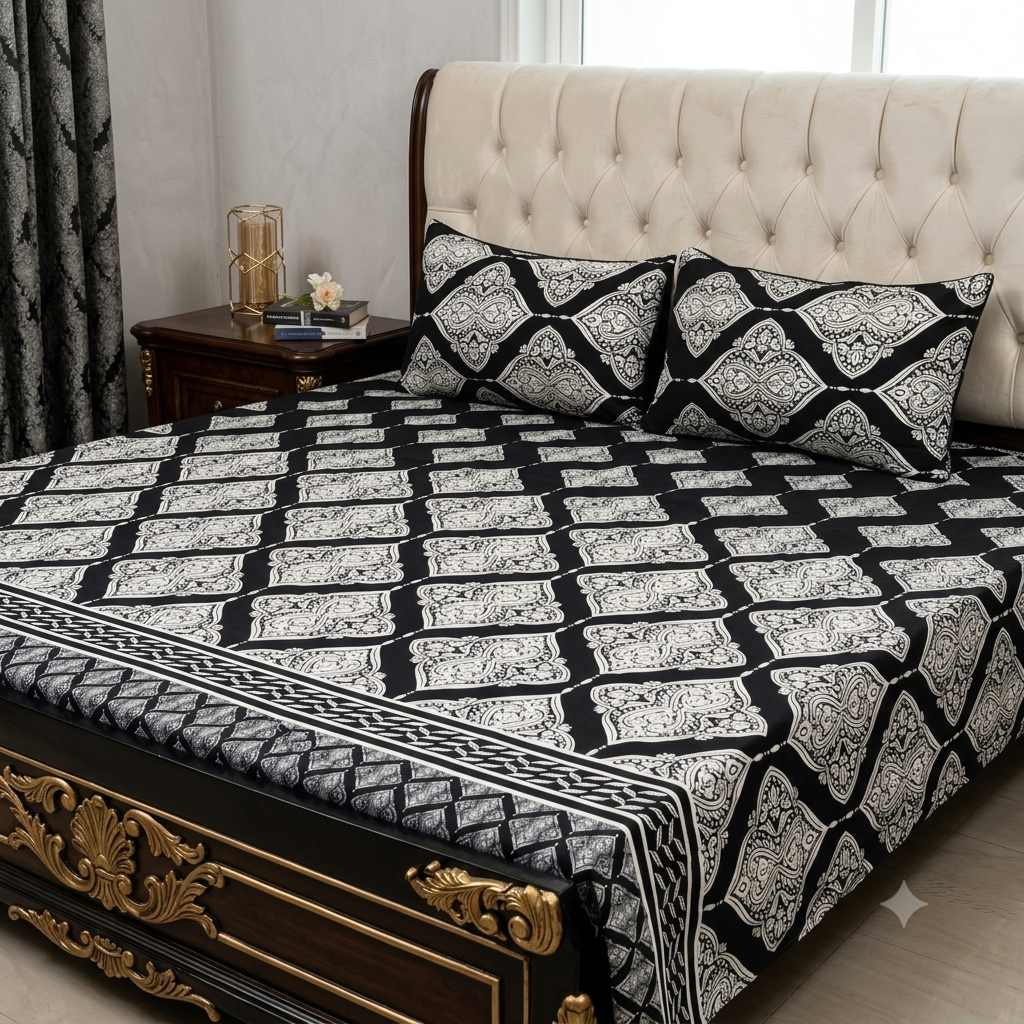 3D Crystal Cotton 3-piece Bedsheet Set AY0010060