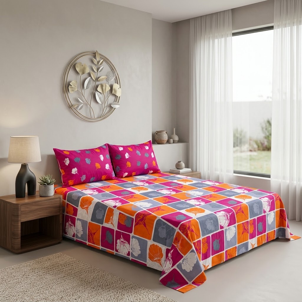 Gift Pack Cotton Mix King Size Bedsheet - 3pc Set view 3