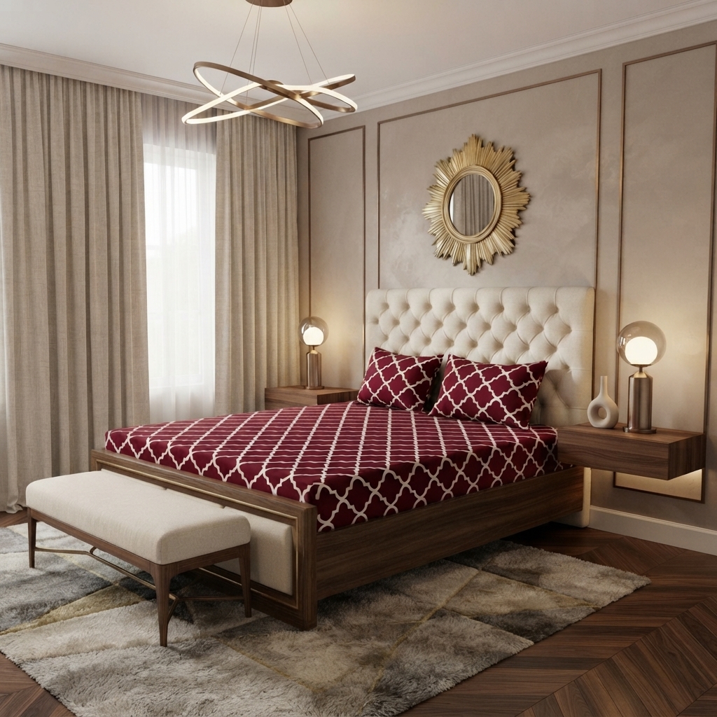 3D Crystal Cotton 3-piece Bedsheet Set - Home Accessory Designed For Bedroom Comfort (AY0010055)
