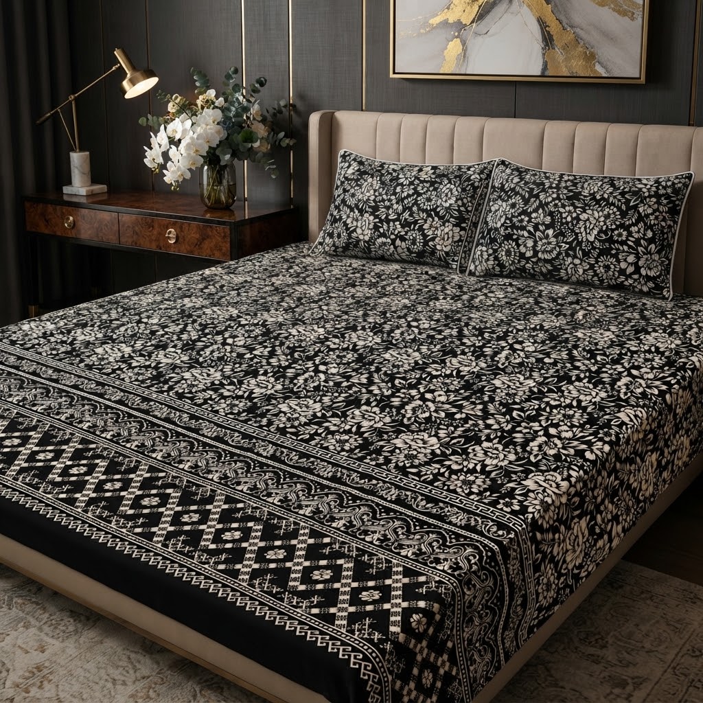 3D Crystal Cotton 3-piece Bedsheet Set view 3