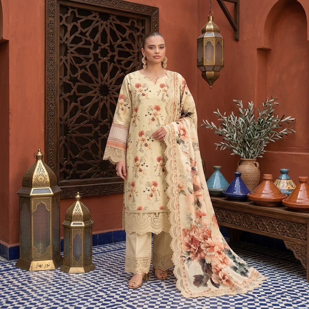 Malhaar Winter Unstitched 3-Piece Linen Suit - Volume 01 view 2