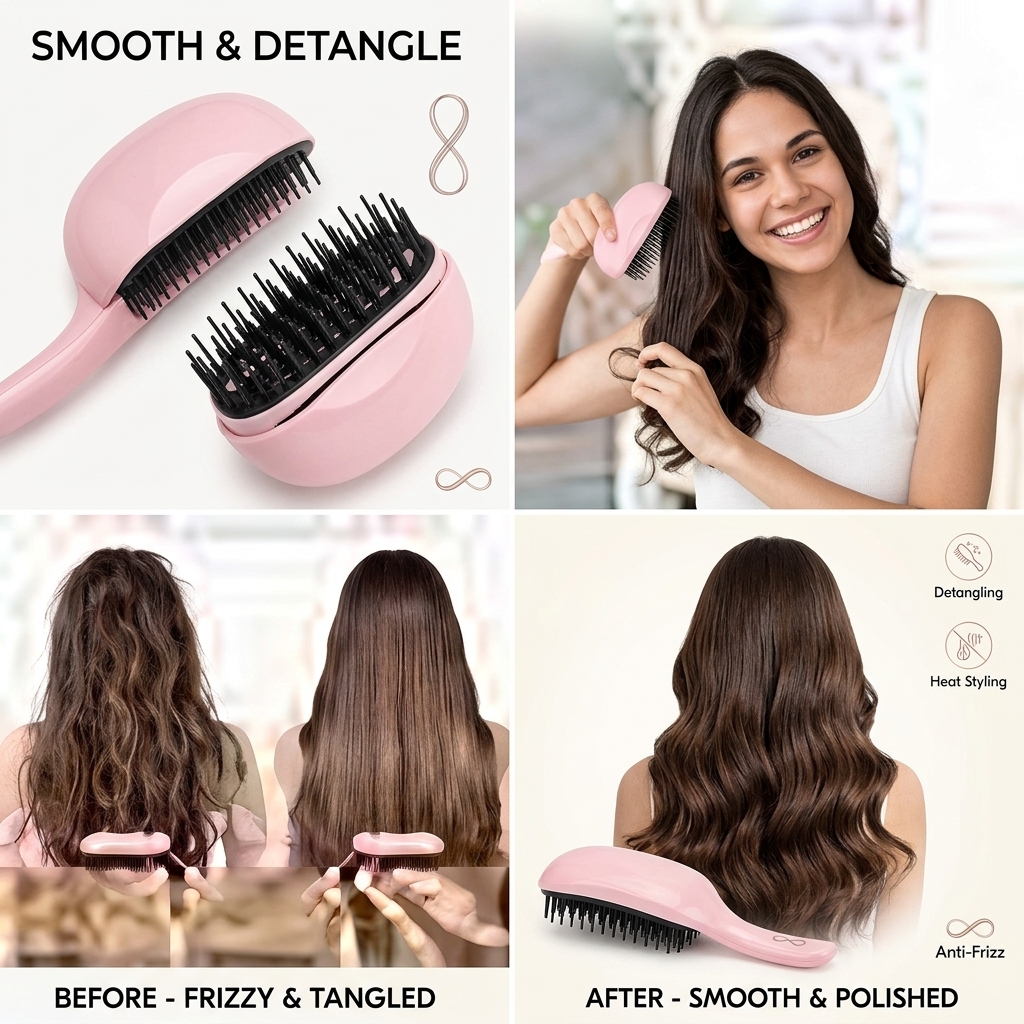 Mini Hair Straightener Comb, 2 in 1 Wireless Straightening Comb view 2