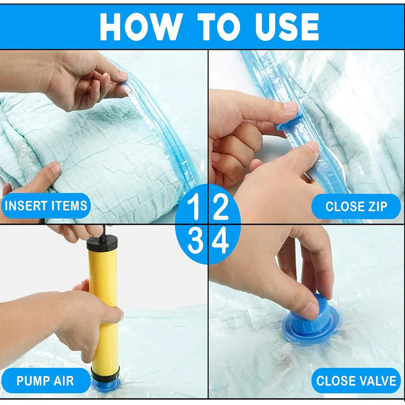 Vacuum Storage Bags with Hand Pump - Space Saving Organizer view 3