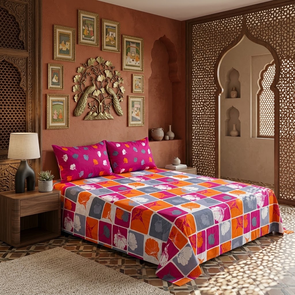 Gift Pack Cotton Mix King Size Bedsheet - 3pc Set