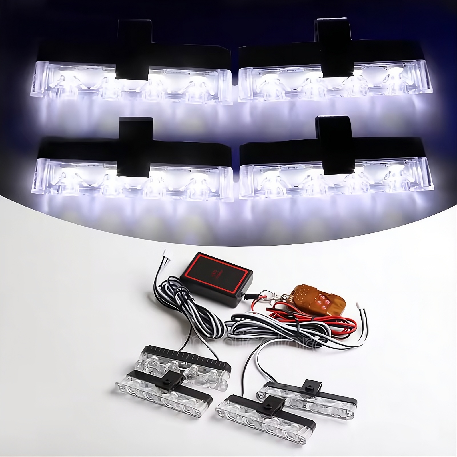 Remote Control Flasher For Bikes & Cars Car Grill Flasher 4 Pcs 16 leds view 2