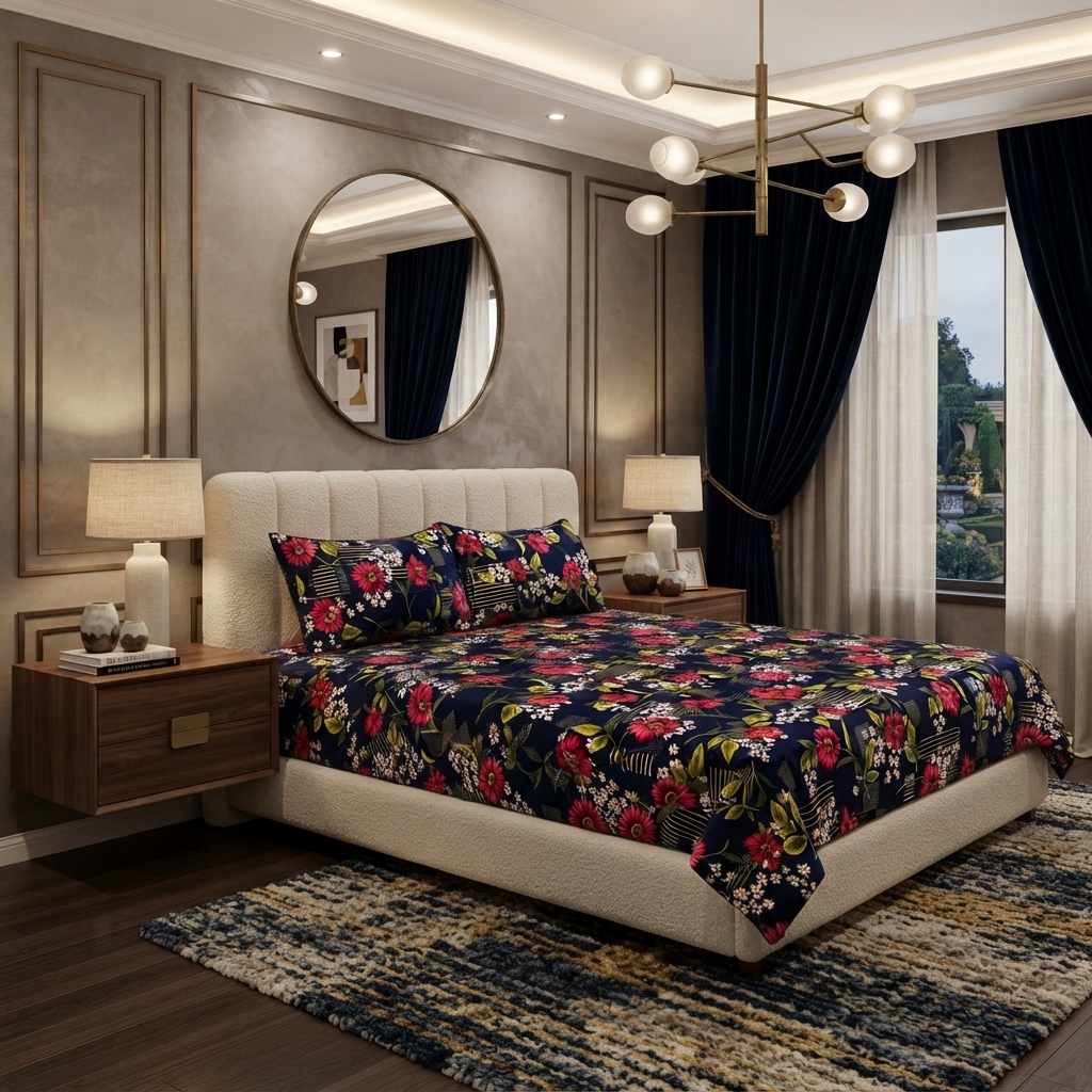 3D Crystal Cotton 3-piece Bedsheet Set - Home Accessory Designed For Bedroom (AY0010051) view 3