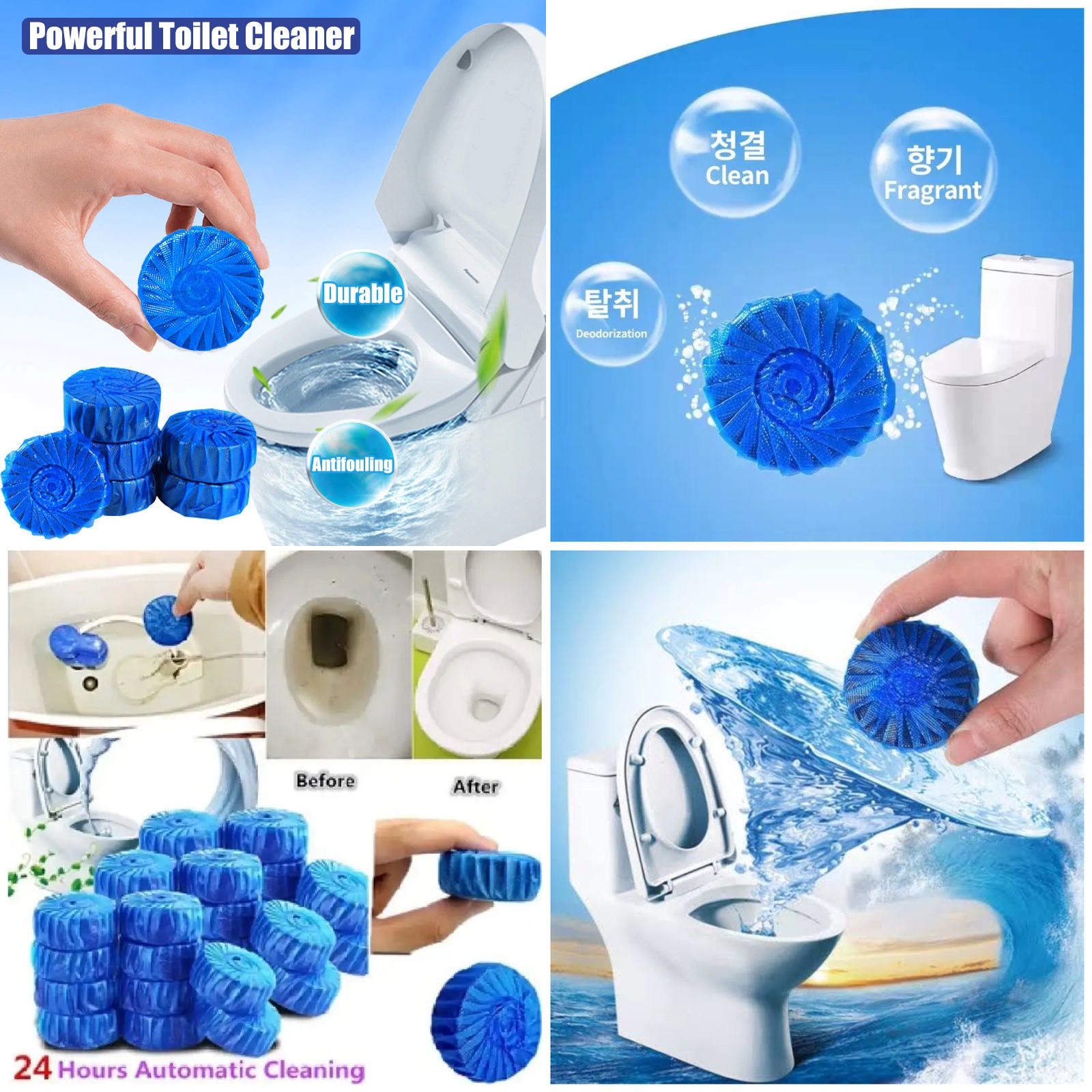 Original China Toilet Cleaning Tablets 10pcs | Fragrance Toilet Bowl Tablets | Blue Chemical Tablets For Washroom Toilet view 2