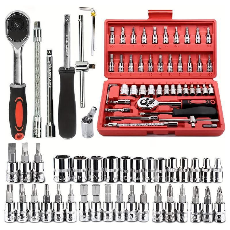 46 Pcs Socket Wrench Tool Set with Storage Case Perfect for Mechanical, Automotive, And DIY Home Repair Tasks view 2