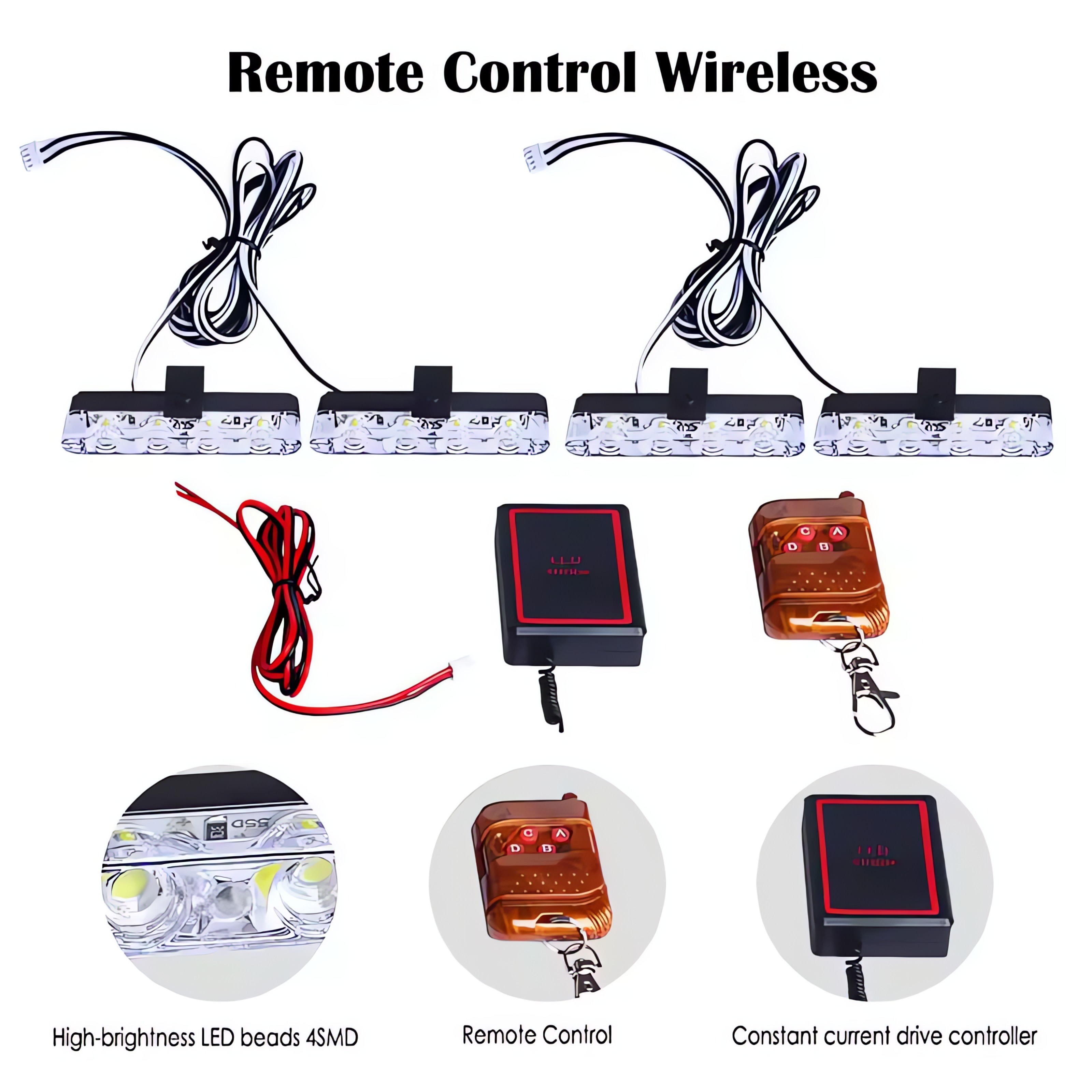 Remote Control Flasher For Bikes & Cars Car Grill Flasher 4 Pcs 16 leds view 3