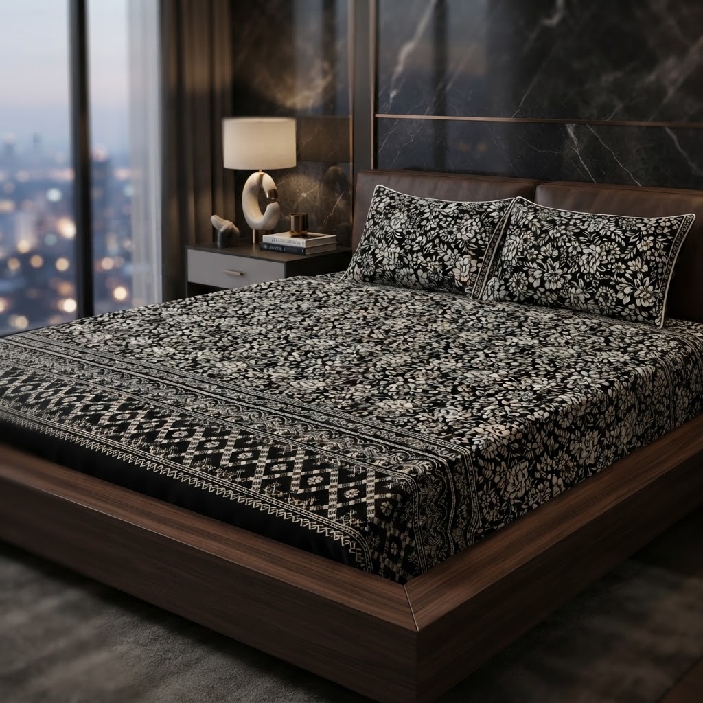 3D Crystal Cotton 3-piece Bedsheet Set view 2