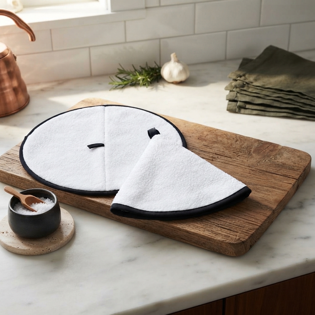 Premium Round Kitchen Towel With Hanging Loop Soft Absorbent Durable Design Perfect For Everyday Kitchen Use | Random Color view 2