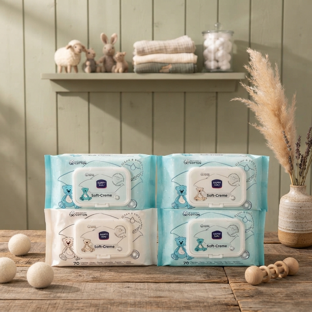 Soft-Creme Baby Wipes Pack of 10 -| 80 Wipes Each Pack | 100% Cotton | Alcohol Free | Best Quality with light Fragrance view 2