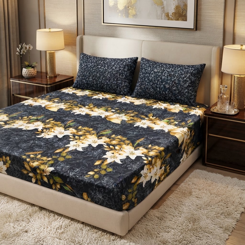 Gift Pack Bedsheet Cotton Mix Full Printed 3PC Set With King Size Sheet And 2 Pillow Covers view 3