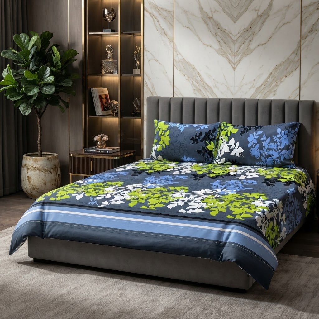 3D Crystal Cotton 3-piece Bedsheet Set view 3