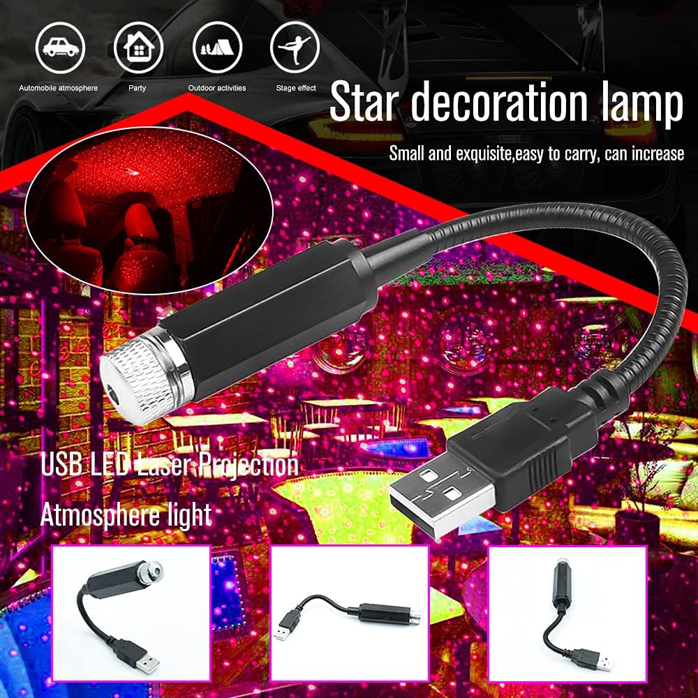 Mini LED Car Roof Star Night Light Projector – Magical Galaxy Ambient Lighting for Car Interior, USB Powered Decorative Starry Sky Lamp view 3