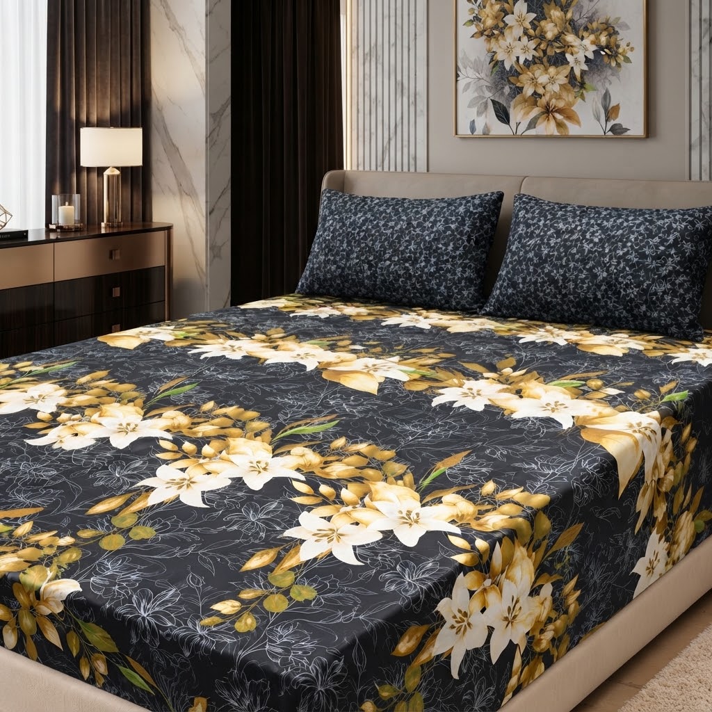 Gift Pack Bedsheet Cotton Mix Full Printed 3PC Set With King Size Sheet And 2 Pillow Covers view 4