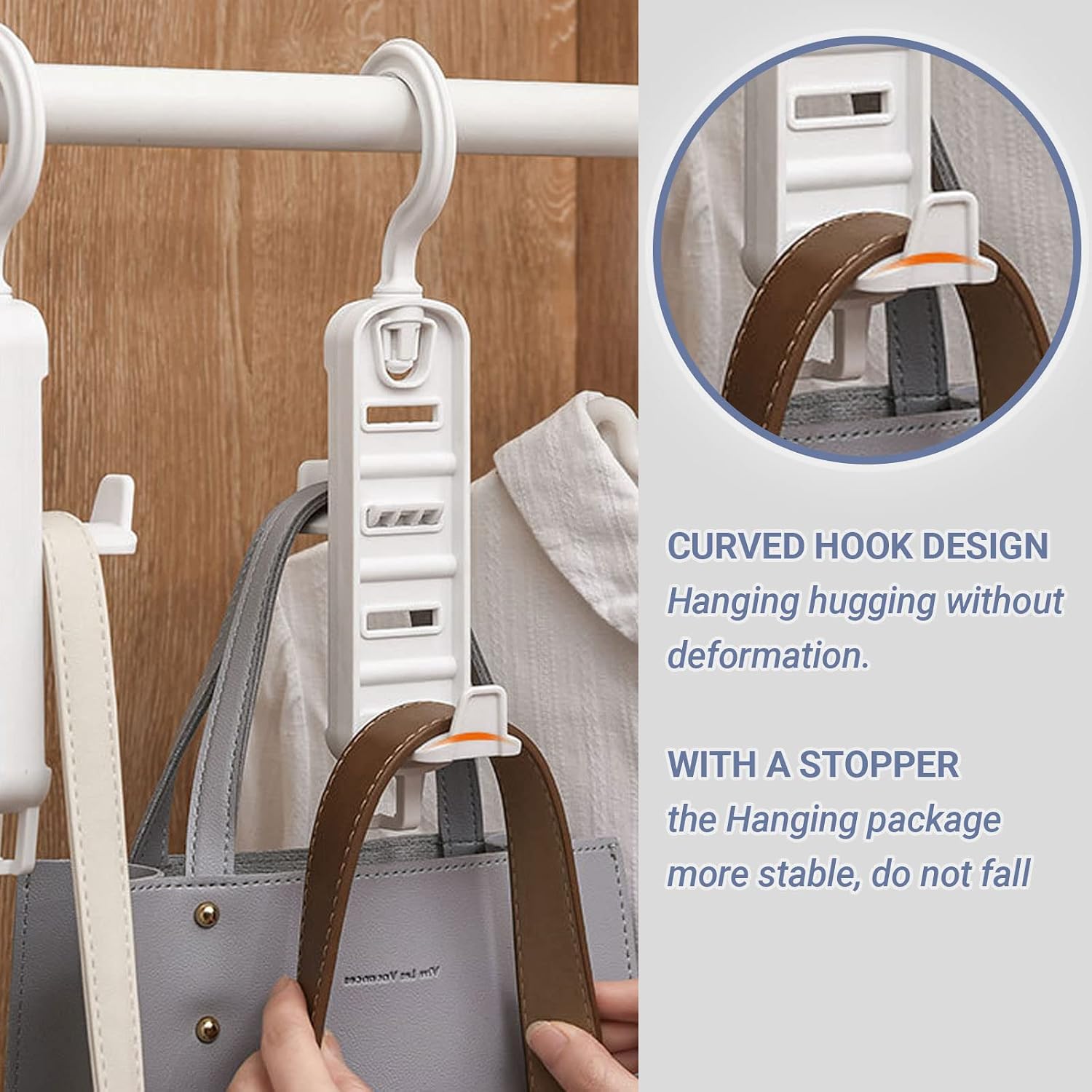 Handbag Hanger Hook - Bag Rack Plastic Holder Storage Great for Closet Rod Hanger for Closet Storage Scarf Handbag Belt Hanger Tie Rack Holder view 3