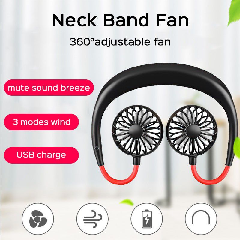360° Adjustment USB Portable Hands-Free Neck Fan (Random color) view 2