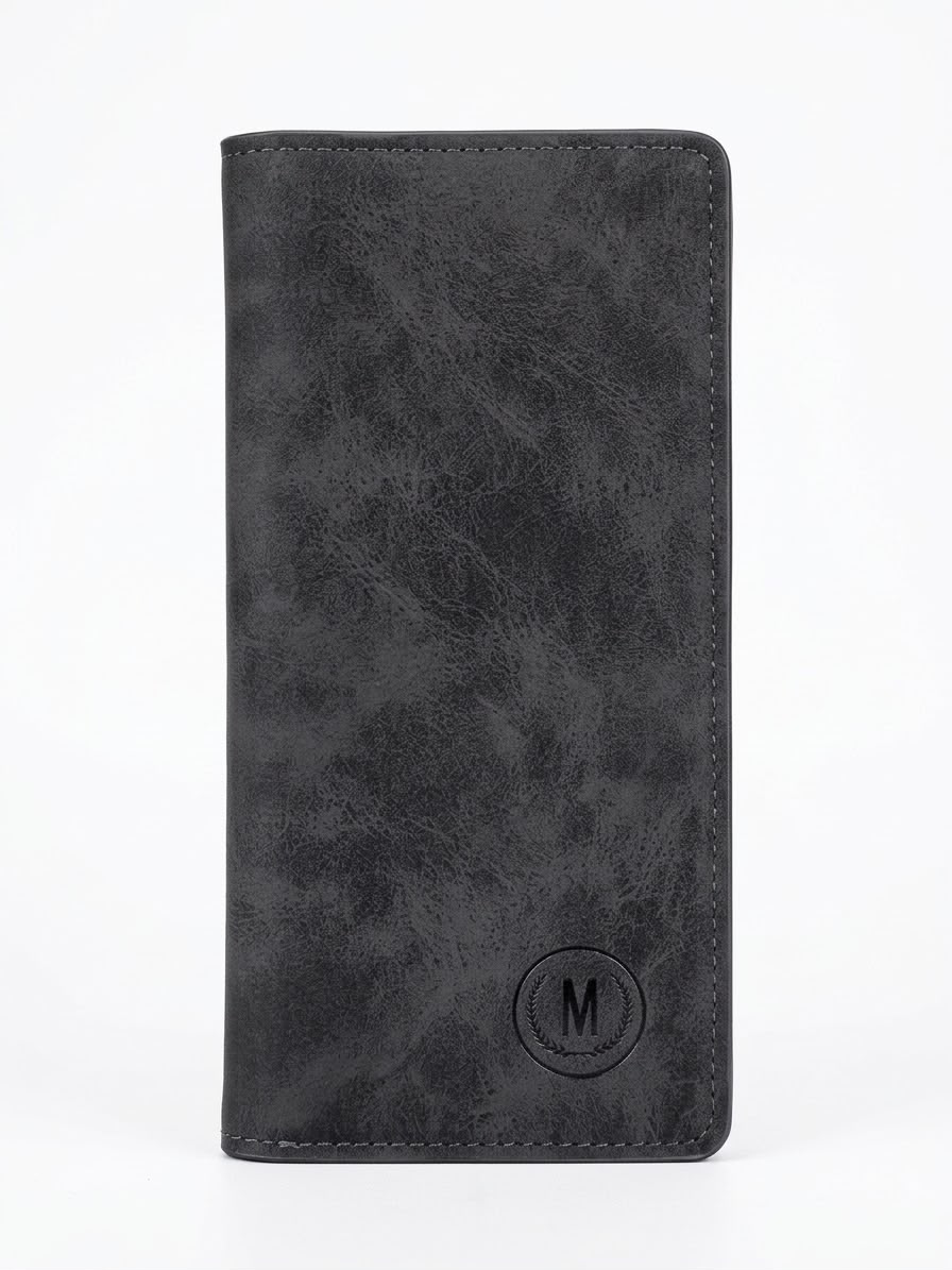 Men's Long Leather Wallet - Black
