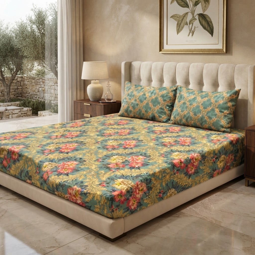Gift Pack Cotton King Size 1 BedSheet And 2 Pillow Covers In Premium Box Packing view 2
